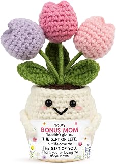 Gifts for Bonus Step Mom - Christmas Birthday Gifts for Mom | Cute Christmas Inspirational Tulip Flower Crochet