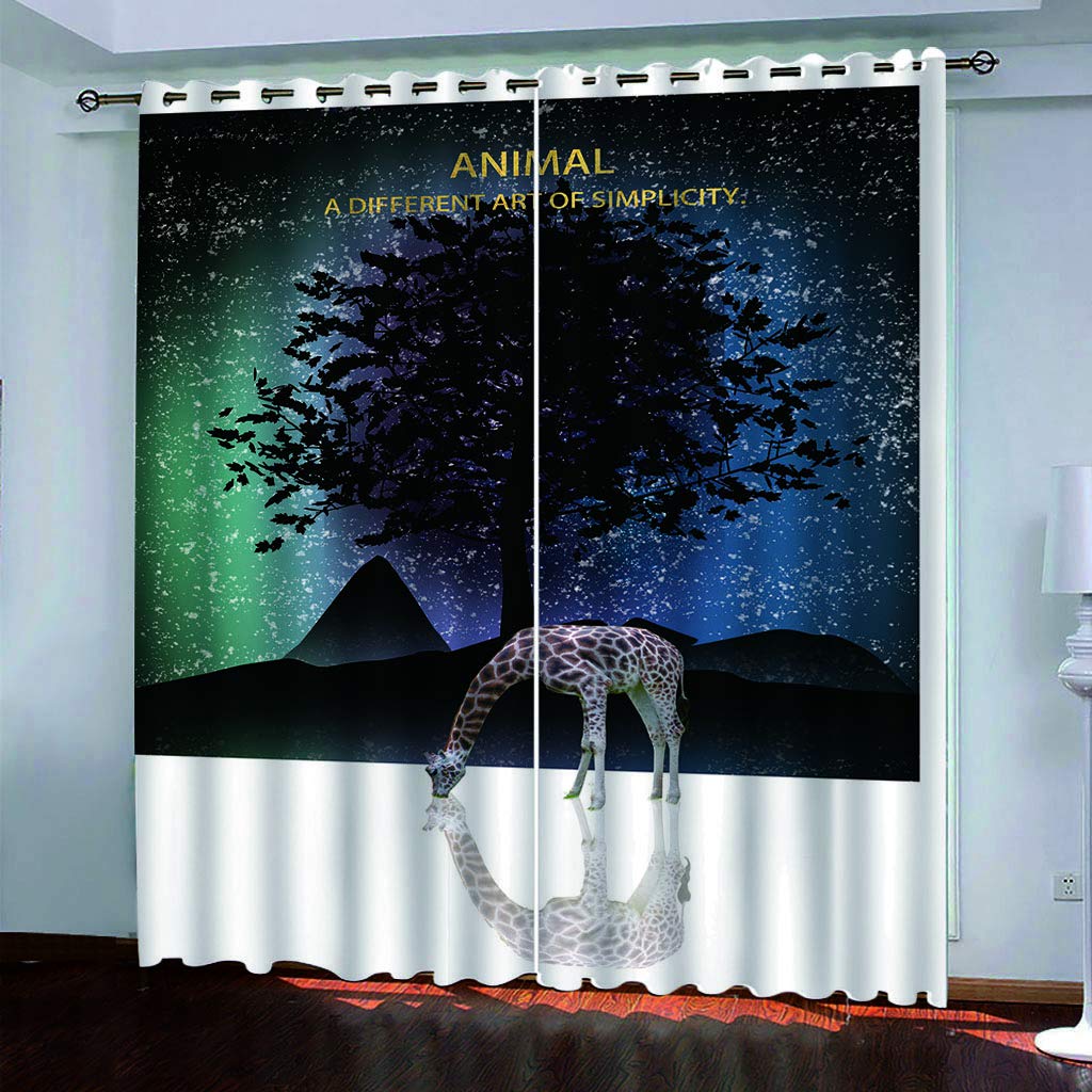 Rideaux anti-froid et lumière pour mieux dormir | Solution occultante 140x260 cm motif girafe