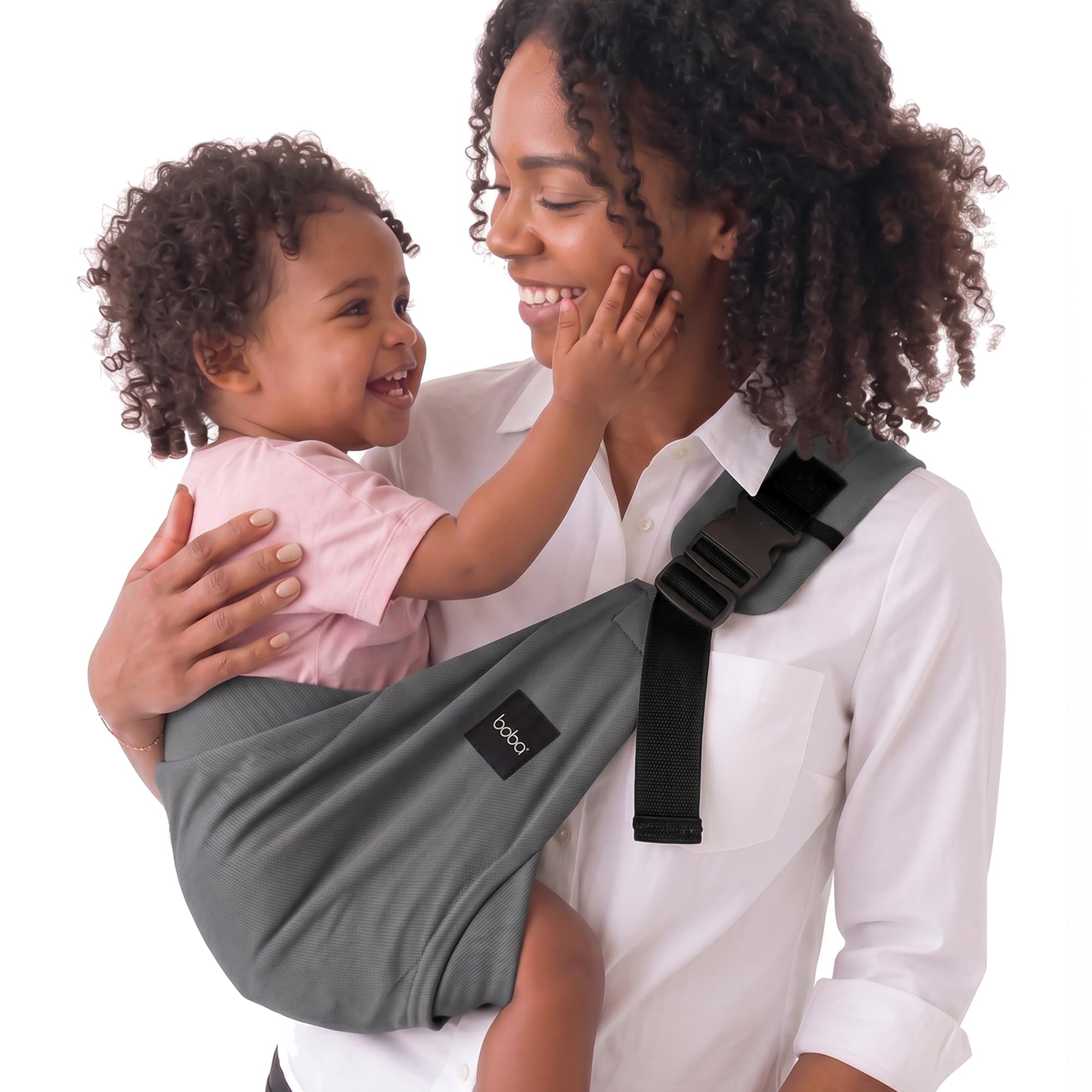 Boba Buddy Fascia Porta Bebe - 100% Cotone, Fascia Laterale Porta Bambino Ergonomico con Spallacci Regolabili, Fibbie di Sicurezza e Seduta Ampia, Include Borsa (9-48 Mesi/8-20 kg) - Grey
