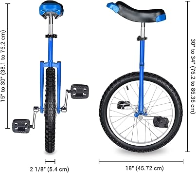18 Wheel Unicycle Leakproof Butyl Tire Wheel Cycling Outdoor Sports Fitness Exercise Health, 18Inch