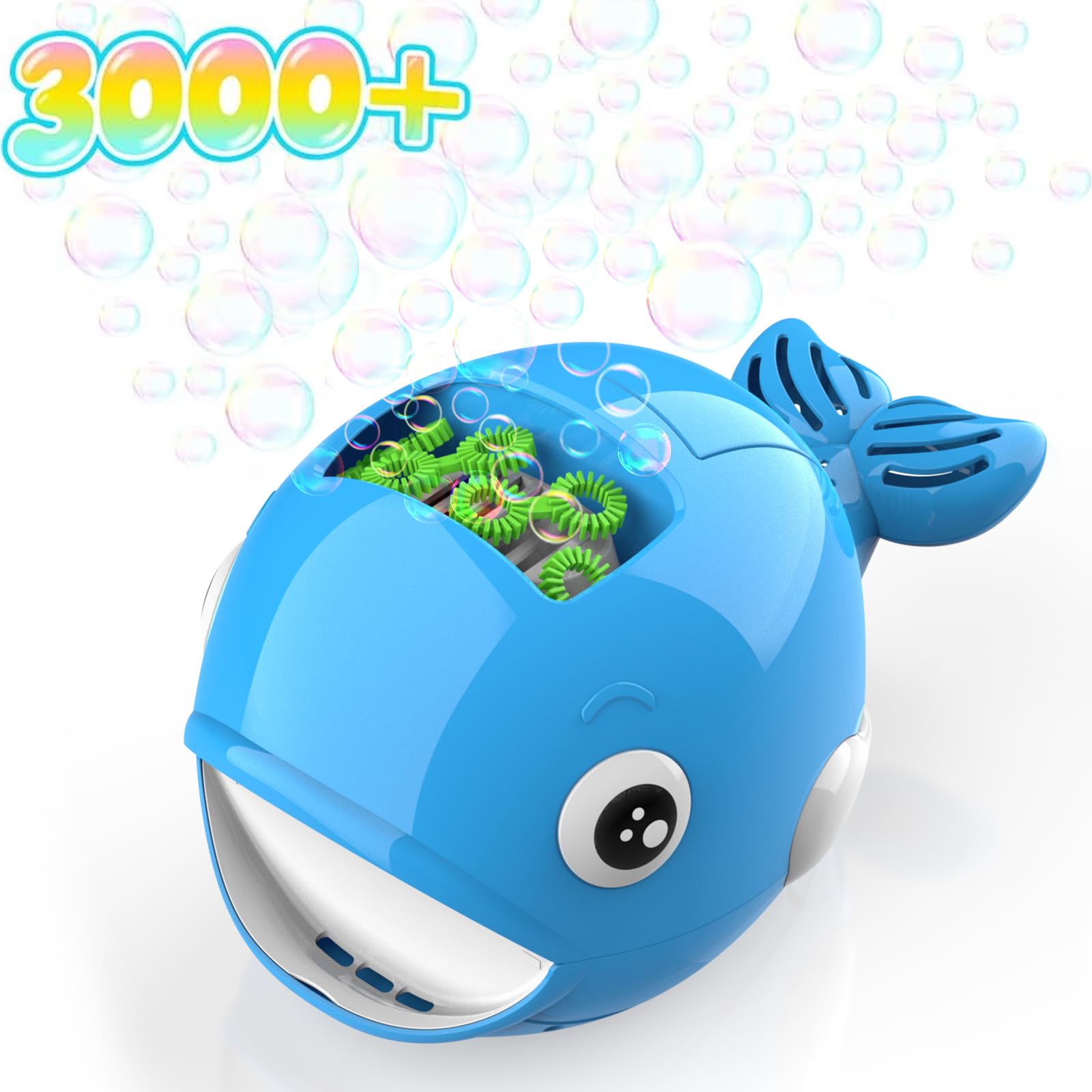 Mieryd - Máquina automática de burbujas para niños con 2 botellas de líquido para verano, juguete para niños y niñas, regalo de cumpleaños, fiesta, boda