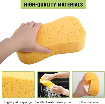 3Pcs Car Wash Sponge Extra Large,Super Absorbent Car Sponge Washing,Double Sided Microfiber Sponges for Car Cleaning,Scratch-Free Thick Reusable Jumbo Sponge Kit for Wheels Windscreen Bodywork