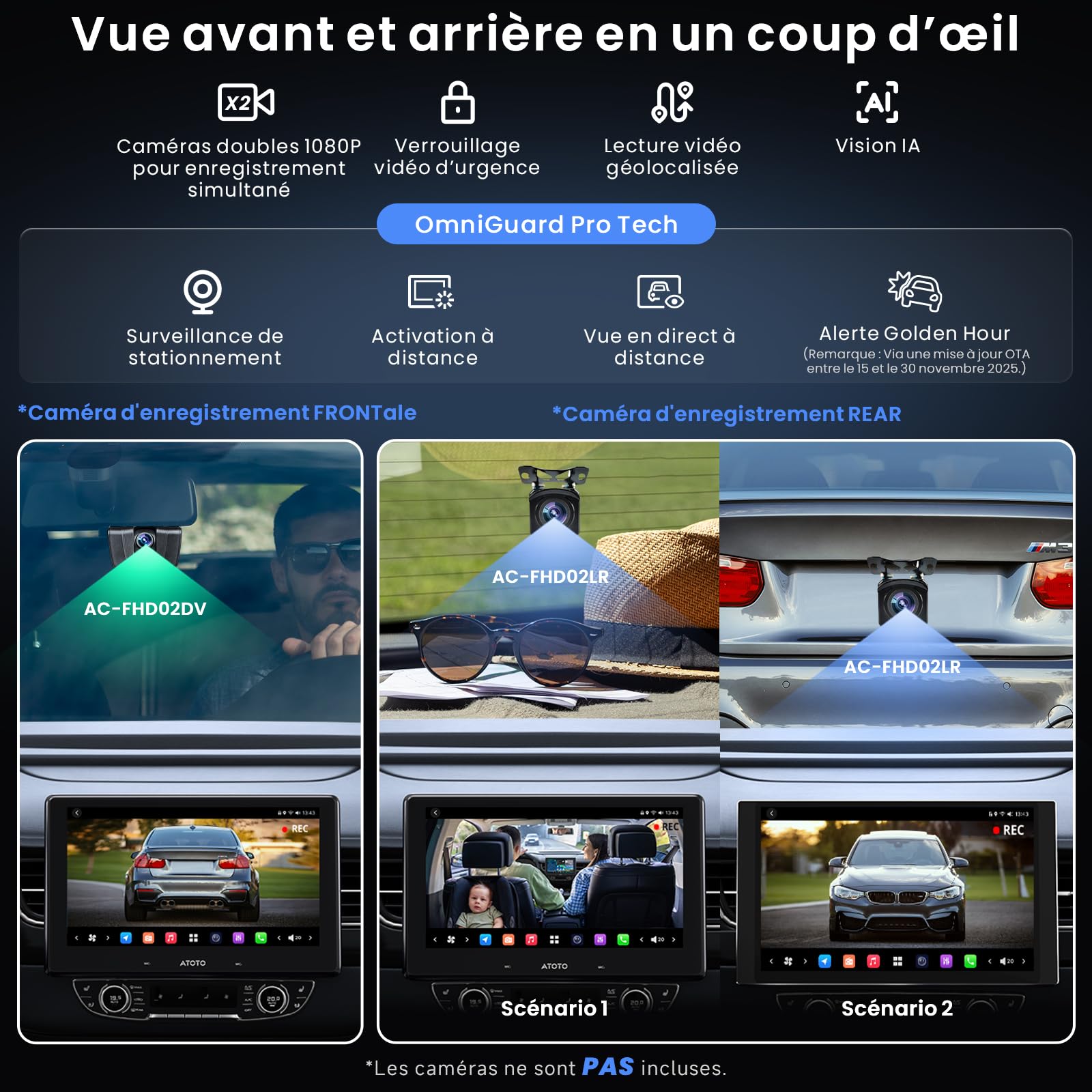 ATOTOZONE X10 Autoradio Android 10" QLED, Écran Flottant 1 DIN & 2 DIN, Agent IA & Vision IA, LiveView à Distance, Alerte Golden Hour, 4G LTE, 8G+128G, Audio 7.1.2 CH, CarPlay & Android Auto sans Fil
