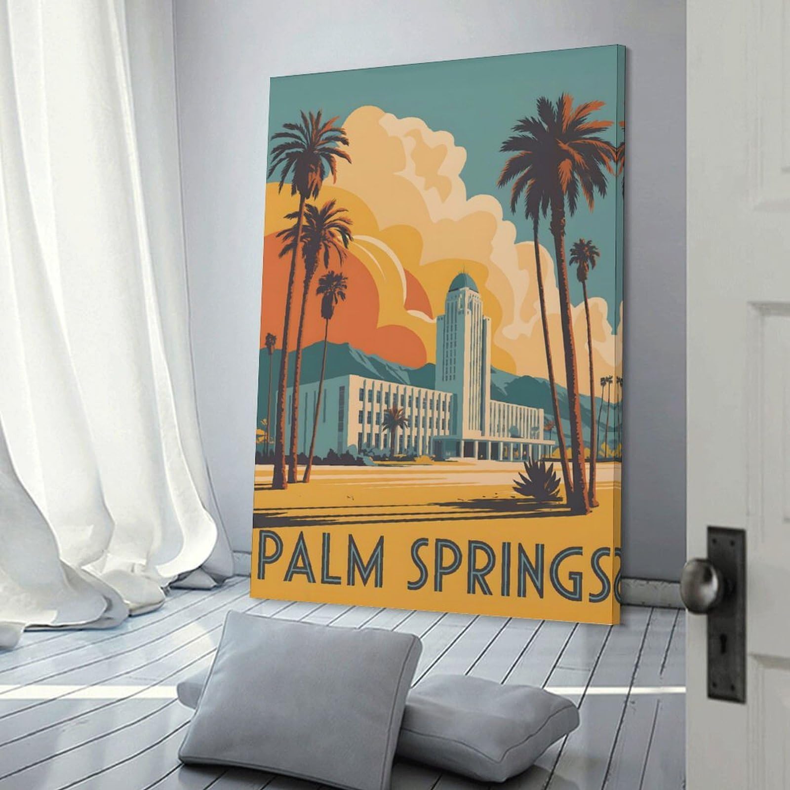 Junmoney Wall Picture Print Palm Springs Travel, 20x30inch(50x75cm), for Lounge, Bedroom Or Personal Spaces, Canvas Artwork with Gifting Potential