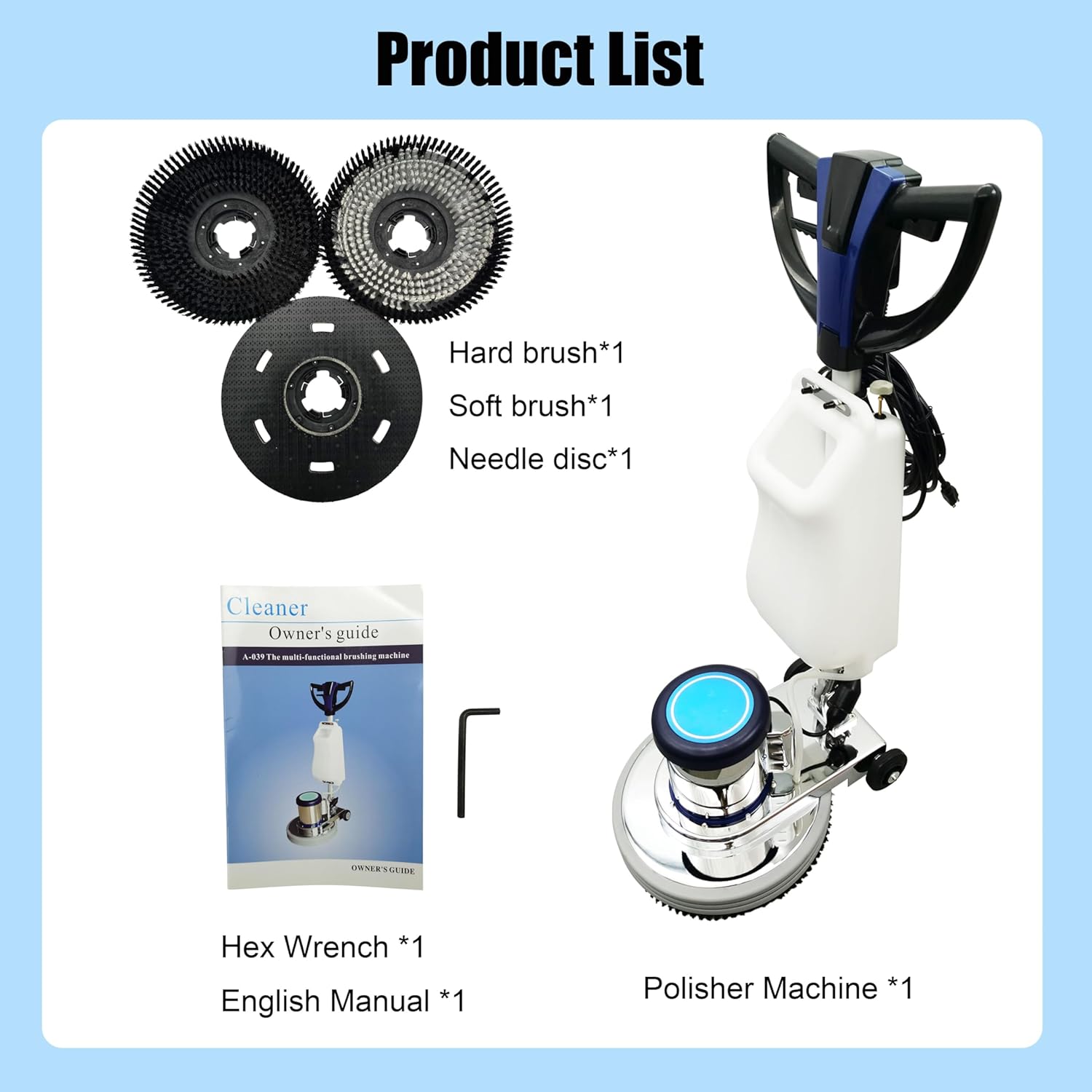 Floor Scrubber Buffer Polisher Machine Polish Wax Refurbish Heavy Duty Tile Scrubber Cleaner Wood Marble Cement Pavement Epoxy Rubber Carpet 18" Tile and Grout Commercial Industrial