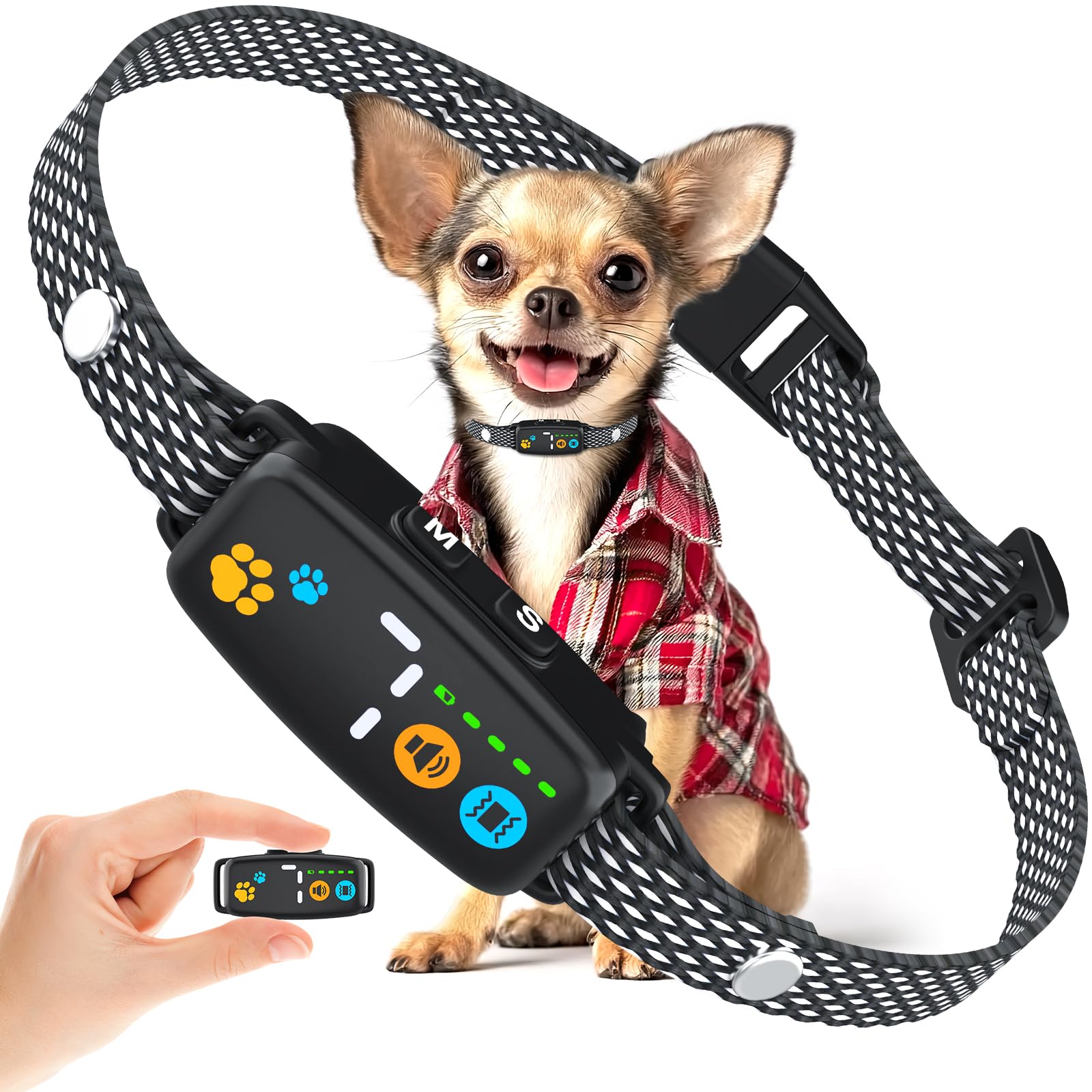 Feycig Collar Antiladridos para Perros - Collar Adiestramiento con 7 Niveles de Sensibilidad Ajustables, Recargable 3 Modos de Eficiente, Impermeable IP67 Cuello Perros Pequeños y Grandes (Negro)