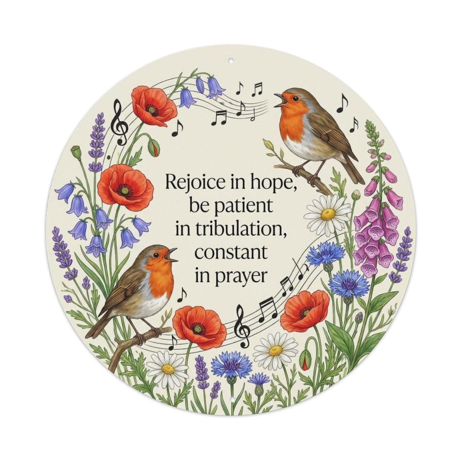 European Robin Garden Sign Heaven Love Rejoice Metal Tin Sign