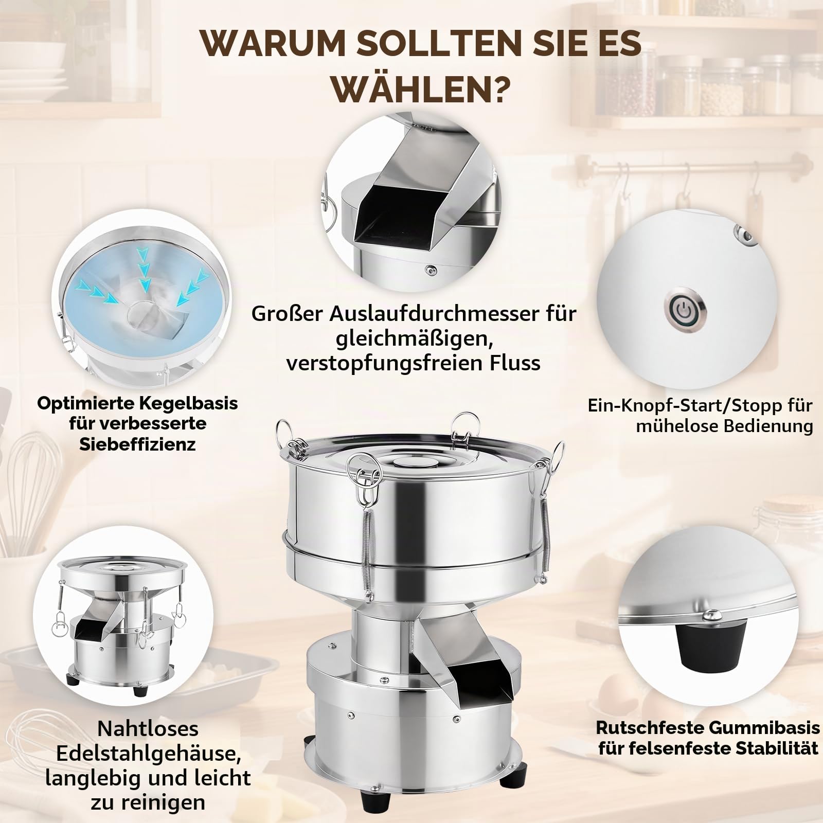 YUCHENGTECH Siebmaschine 30CM 50W 1350 U/min【ohne Sieb】