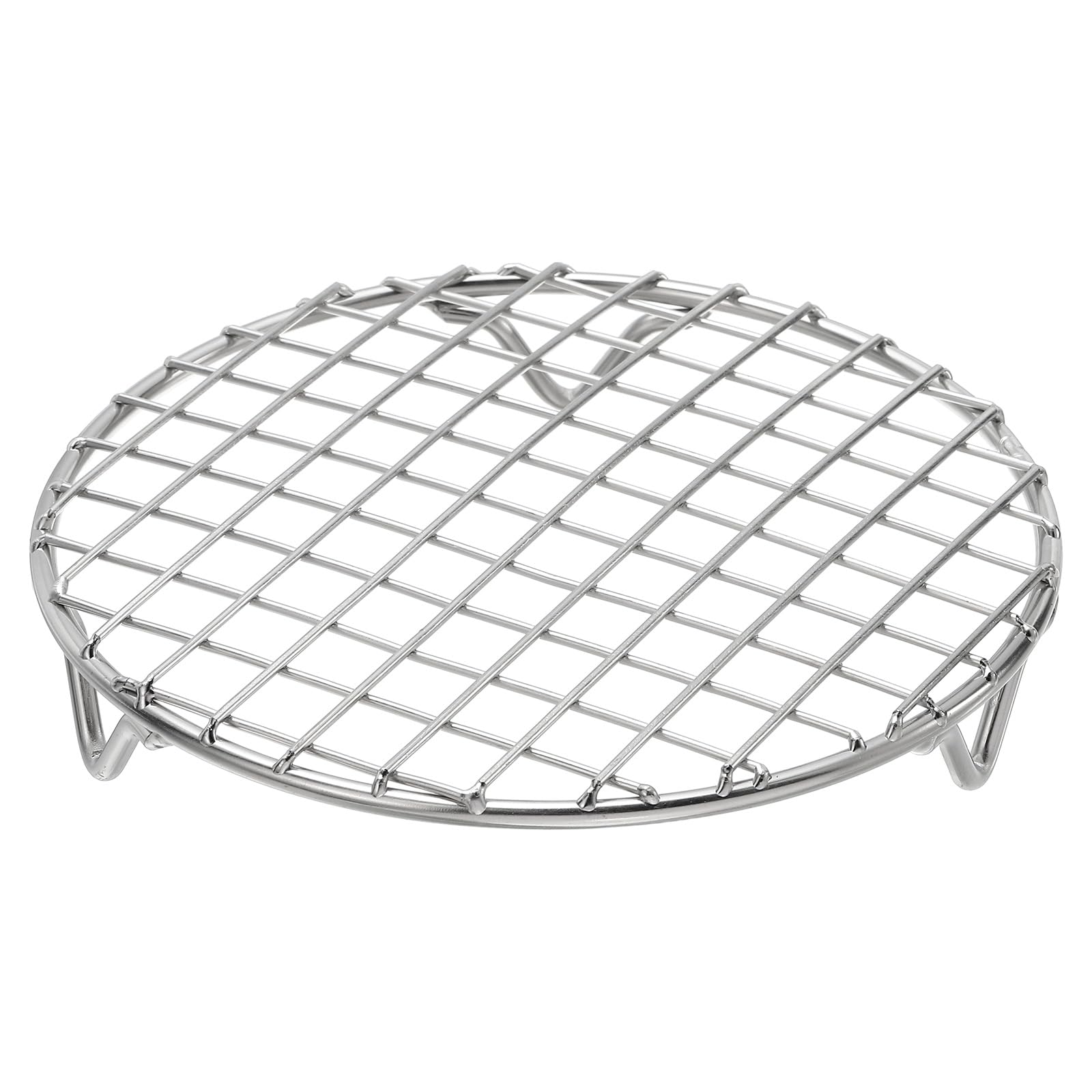 uxcell Round Cooking Rack with Legs, Dia 5.9 Inch 304 Stainless Steel Barbecue Grill for Cooking Baking Barbecue Air Fryer Racks, Silver