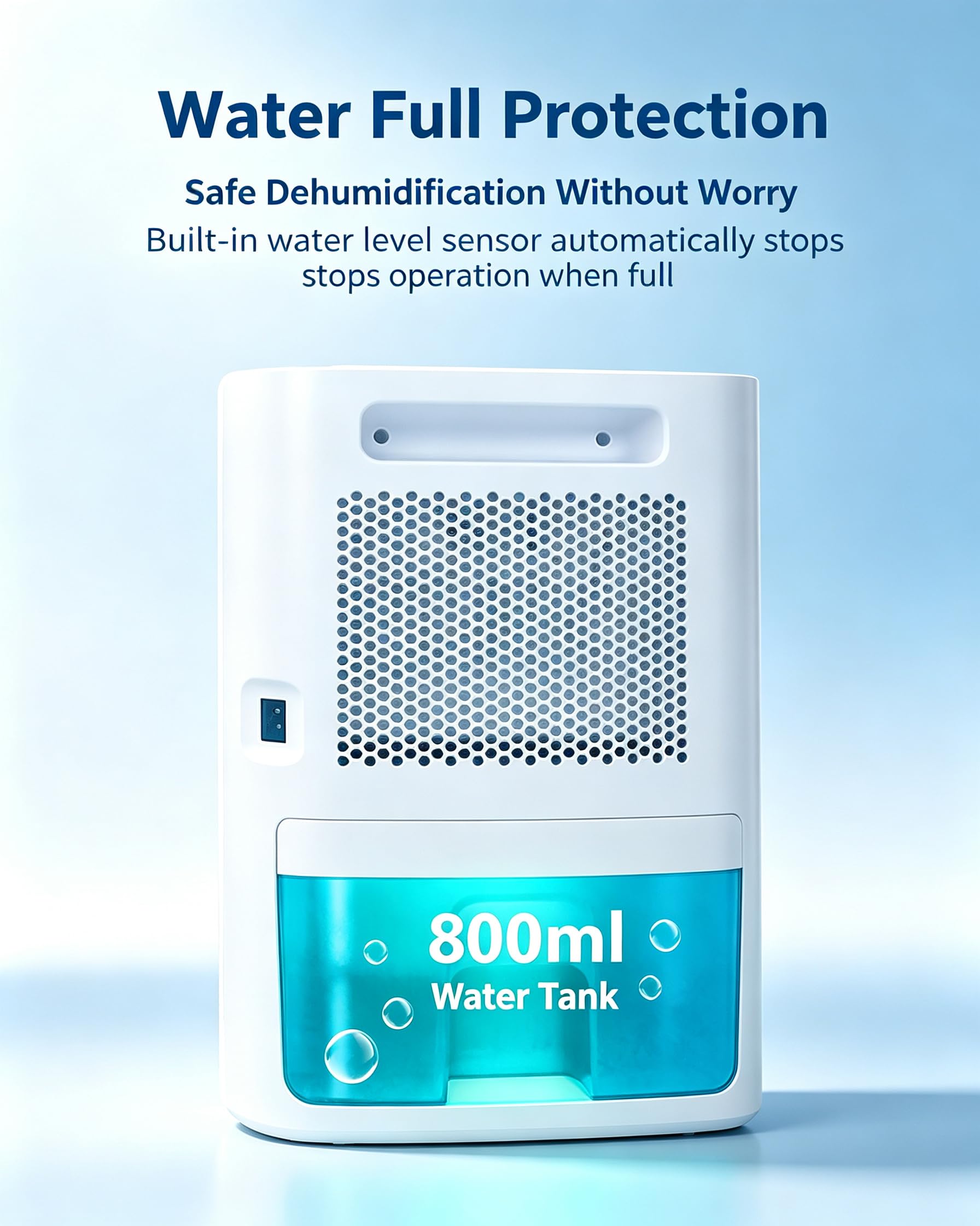 Odsuszacze powietrza do domu 800ml, wydajność osuszania 250ml/24h | 23W niskiej mocy energooszczędny przenośny do szafy, samochodu, szafki na buty, 800 ml odłączany zbiornik na wodę