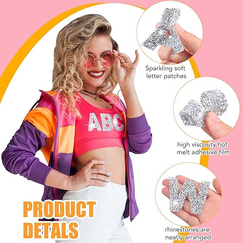 Miniatura 2 de 104 Pieces Rhinestone Iron on Letter Patches A-Z Letter Alphabet Patches Bling Iron on Letters Glitter Applique Patches for Clothing Shirt Jean Hat