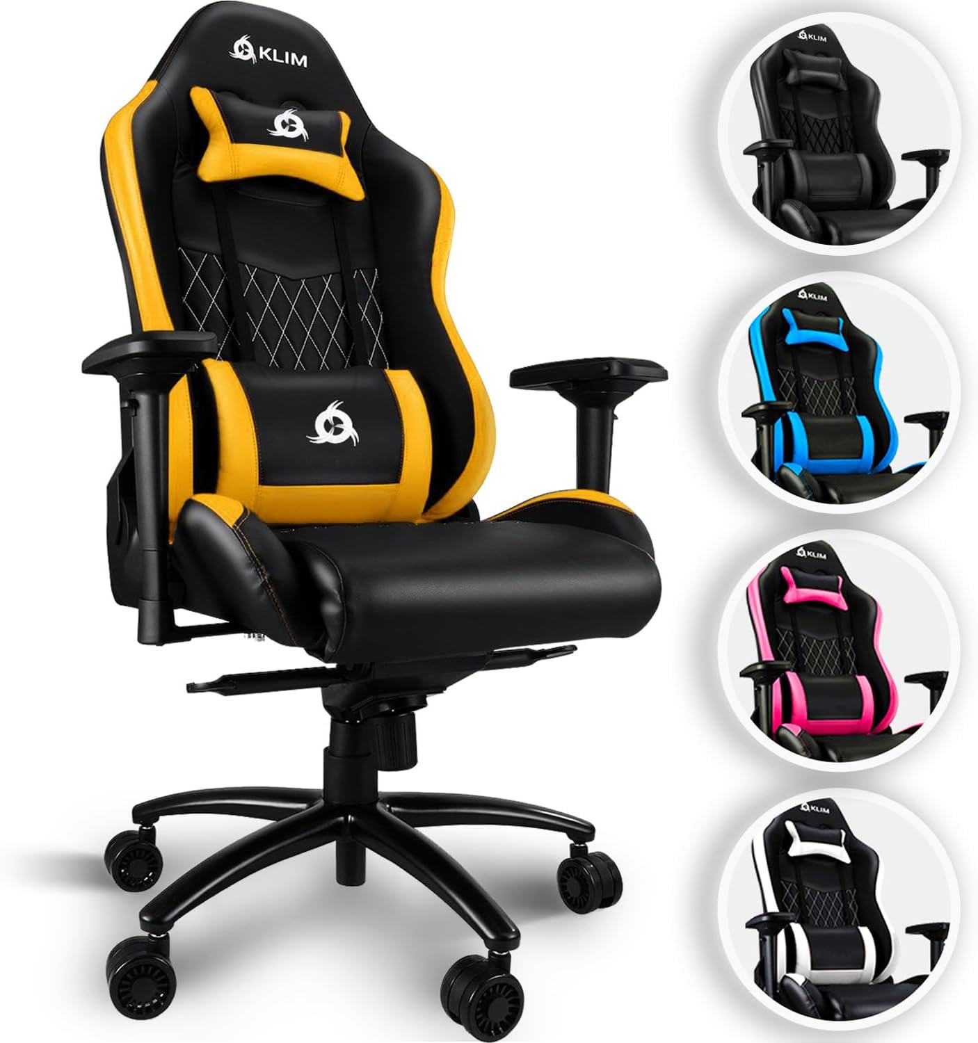 KLIM Esports Silla Gaming Ergonómica + con Soporte Lumbar y Cervical