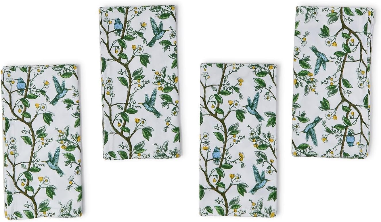 Two's Company Hummingbird Cloth Napkins, 20-Inch, Cotton, Set of 4
