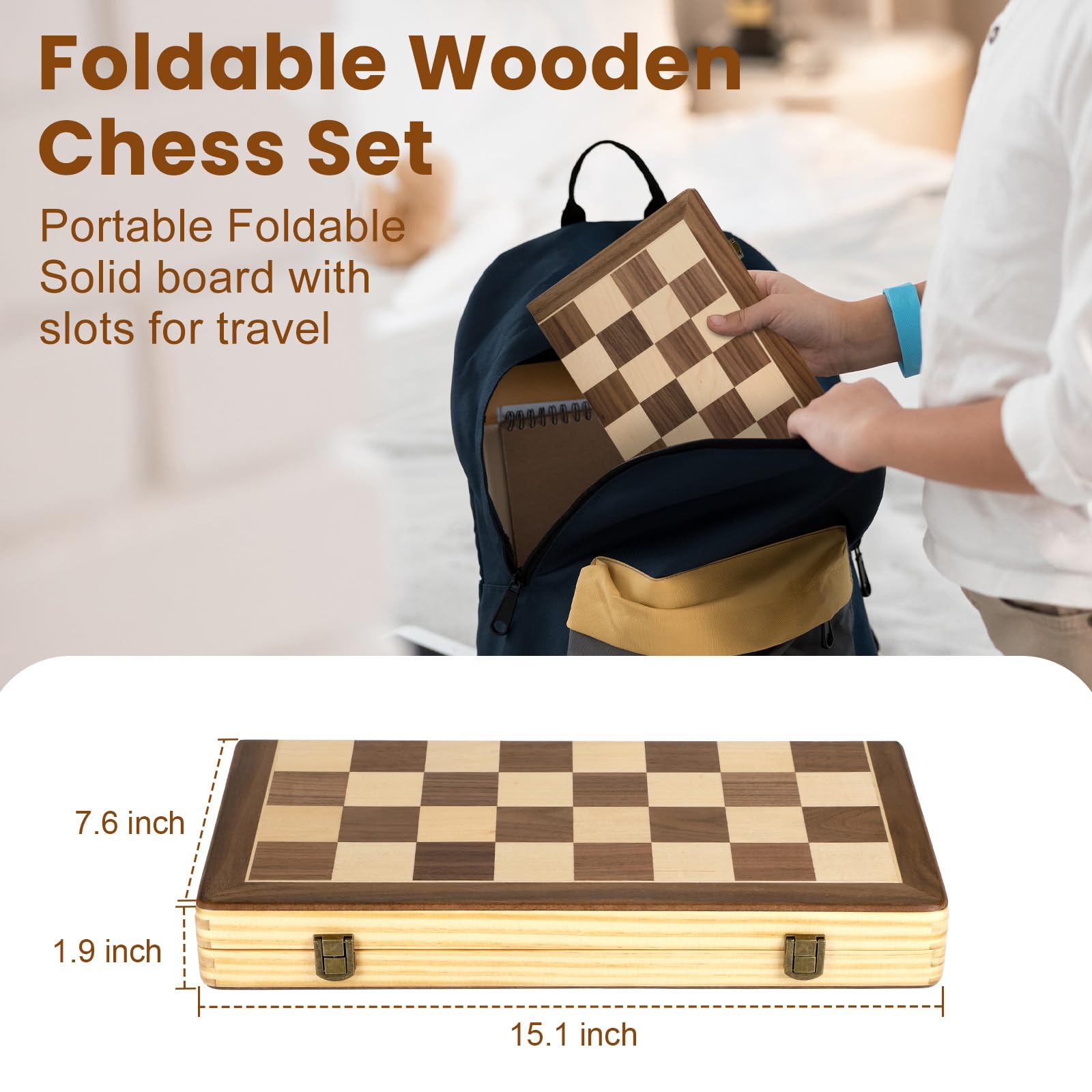 Wooden Chess Board Set 15 Inch International Chess Game Foldable Chess Board With Crafted Chess - View #3
