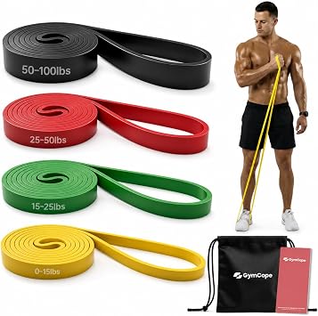 GymCope Pull Up Resistance Bands - Assistance Bands Sets of 3/4/5 for Men & Women, Heavy Duty Workout Exercise Bands for Body Stretching, Muscle Training, Instruction and Carry Bag Included