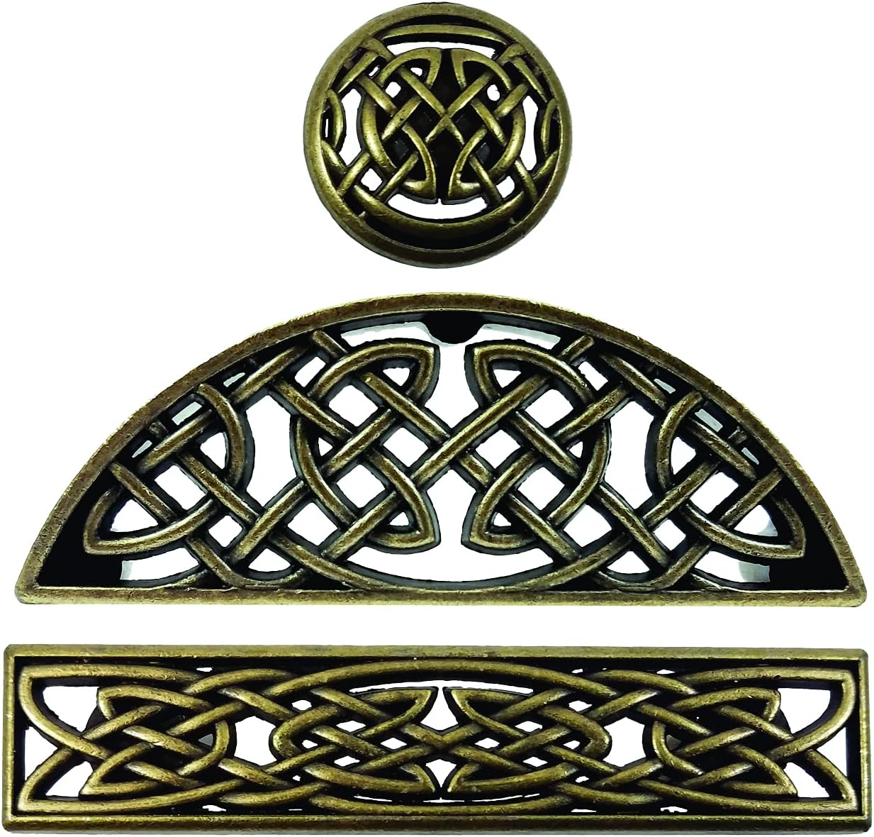 1 Classic Celtic Drawer Handle in Antique Brass