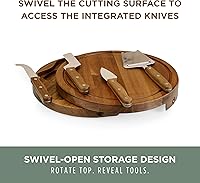 Vista 5 de TOSCANA - a Picnic Time Brand Circo - Juego de tabla de queso y cuchillos, juego de tablas de charcutería, tabla de cortar de madera, madera