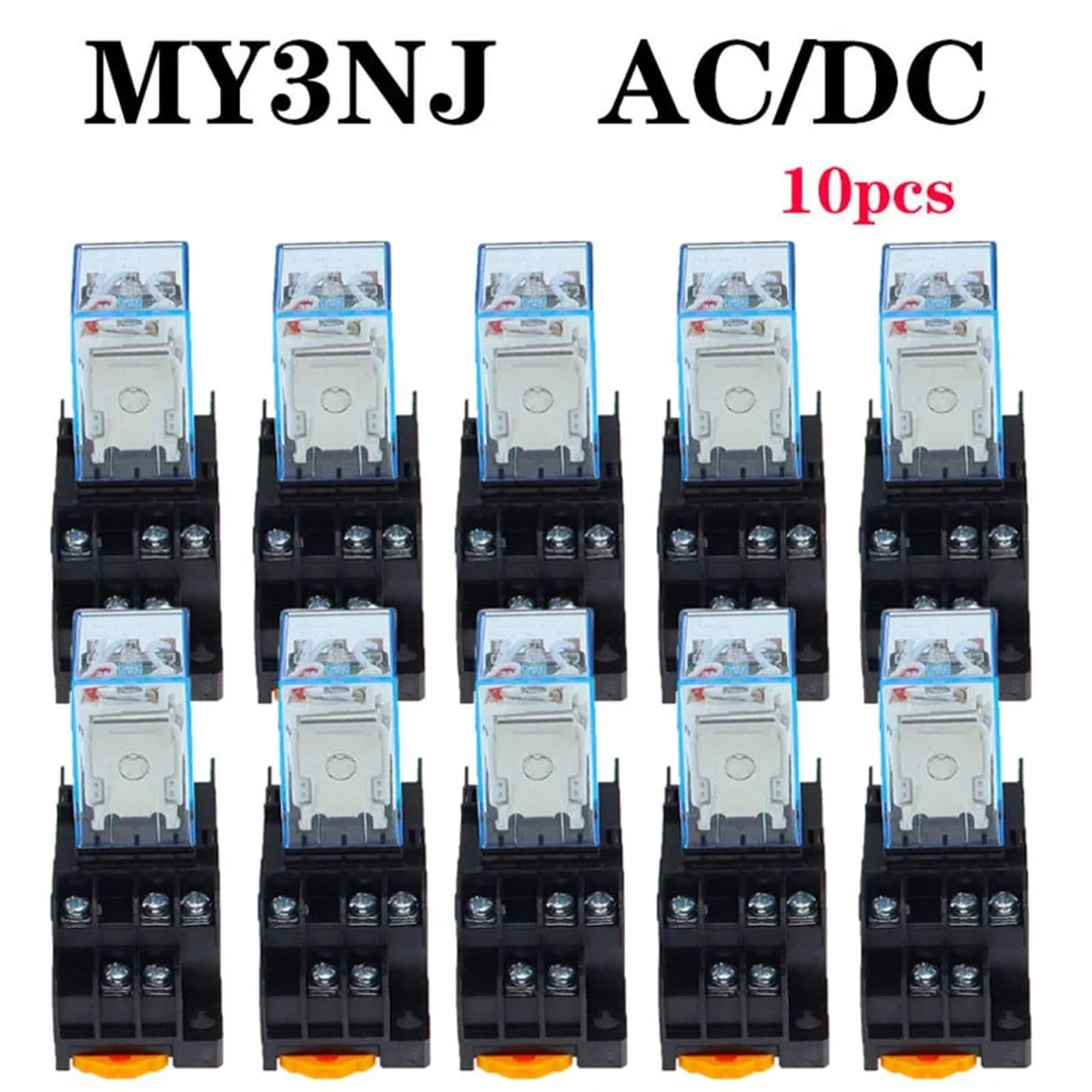 Lote de 10 relés electromagnéticos intermedios pequeños HH53P MY3NJ con base, 11 pines NO/3 NC, 5 A, 110/220 V CA, 12/24 V CC BIMRTGXR(DC,12V)