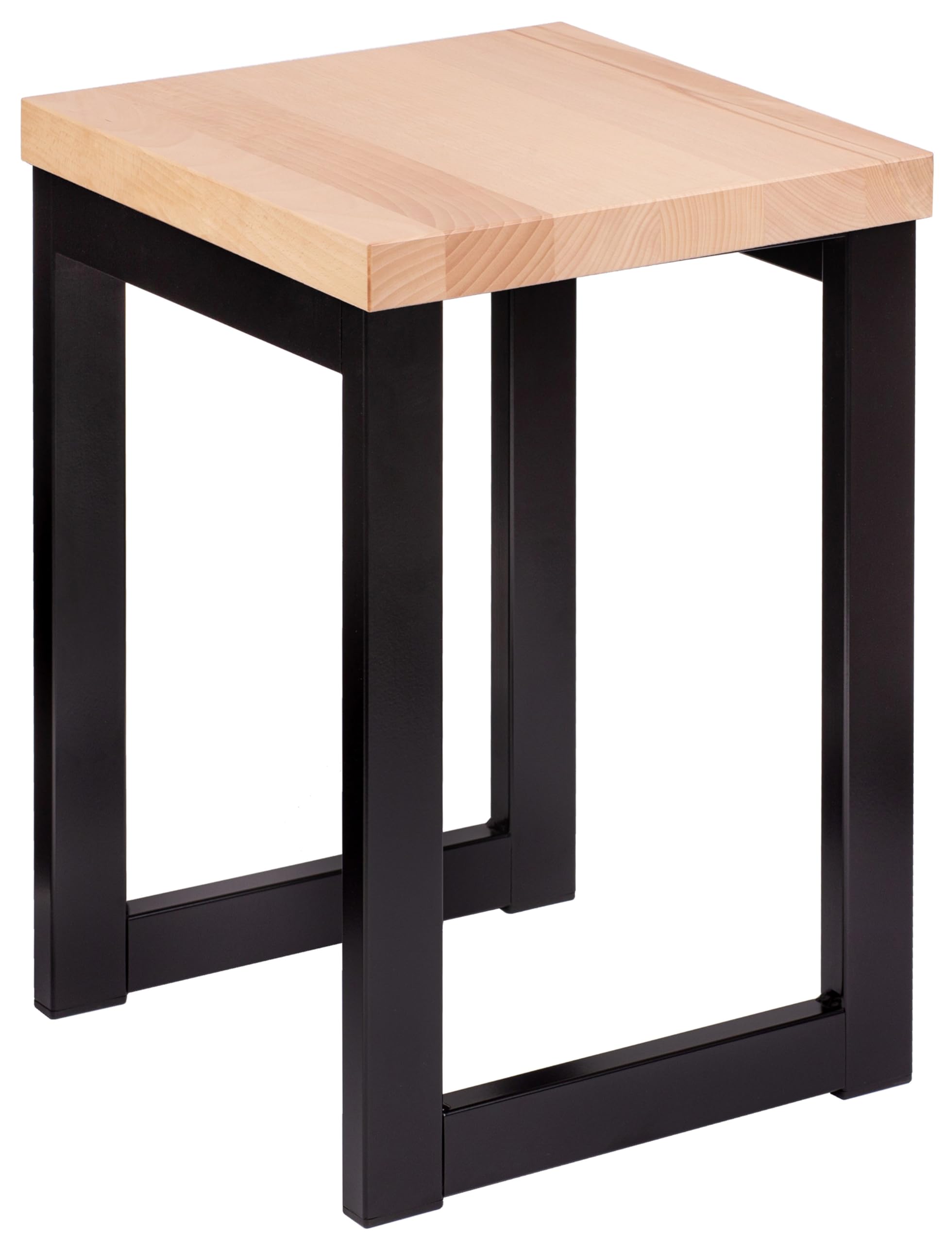Spec-Wood, Taburete de Madera Loft, Taburete de Bar con Estructura de Metal, Taburete de Ducha Moderno, 30x30x46 cm