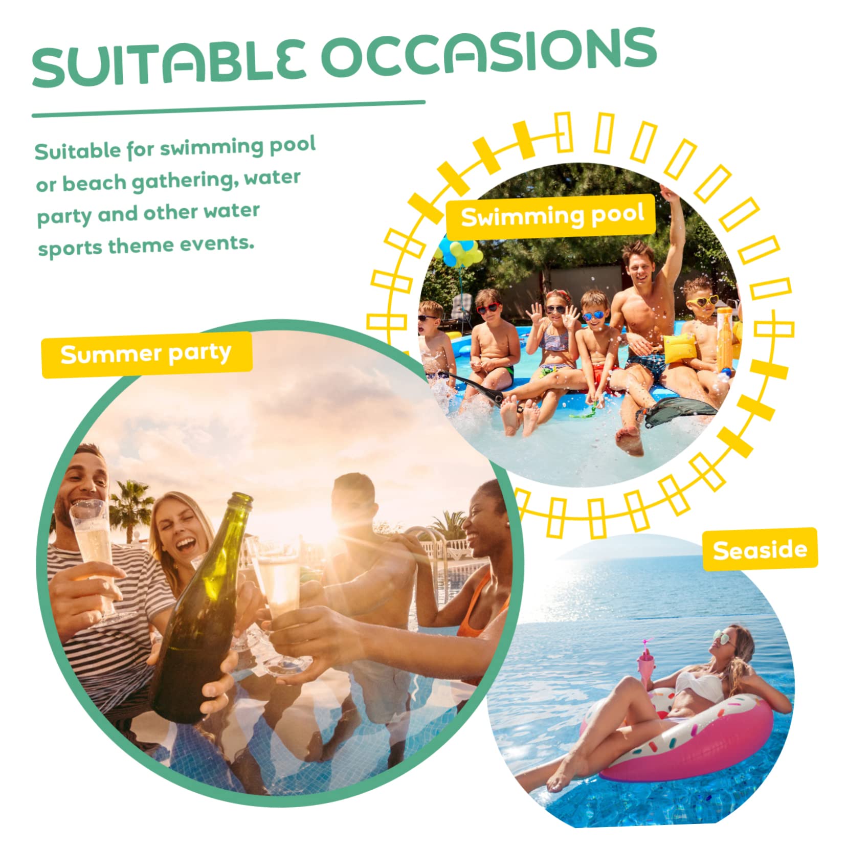 Hohopeti 2pcs Inflatable Swim Ring with Orange Pattern Summer Beach for Swimming Pool Fun Lightweight and Portable Float Water Ring for Adults Random Color