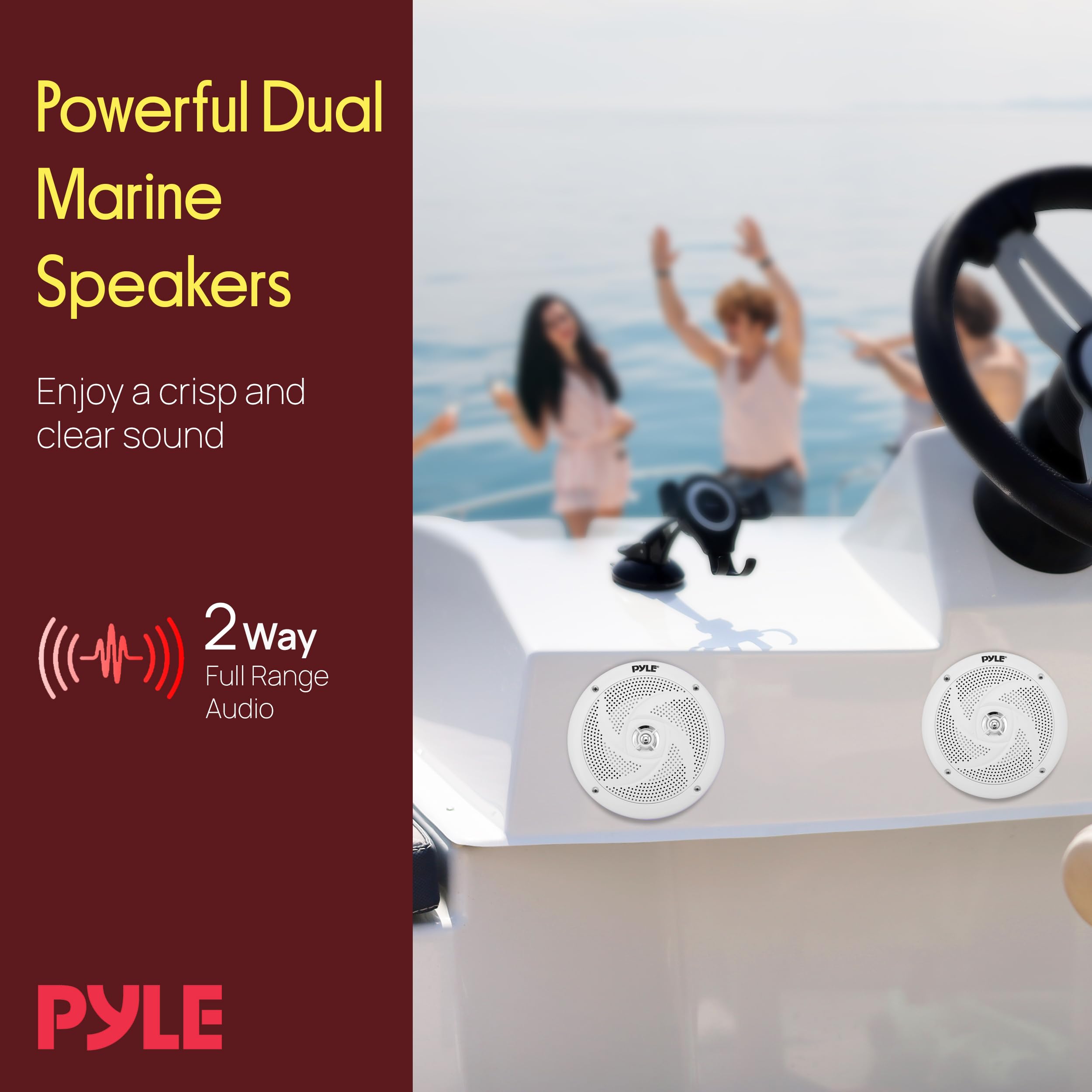 Pyle Marine Speakers - 5.25 Inch 2 Way Waterproof and Weather Resistant Outdoor Audio Stereo Sound System with 180 Watt Power and Low Profile Slim Style - 1 Pair - PLMRS5W White product thumbnail 8