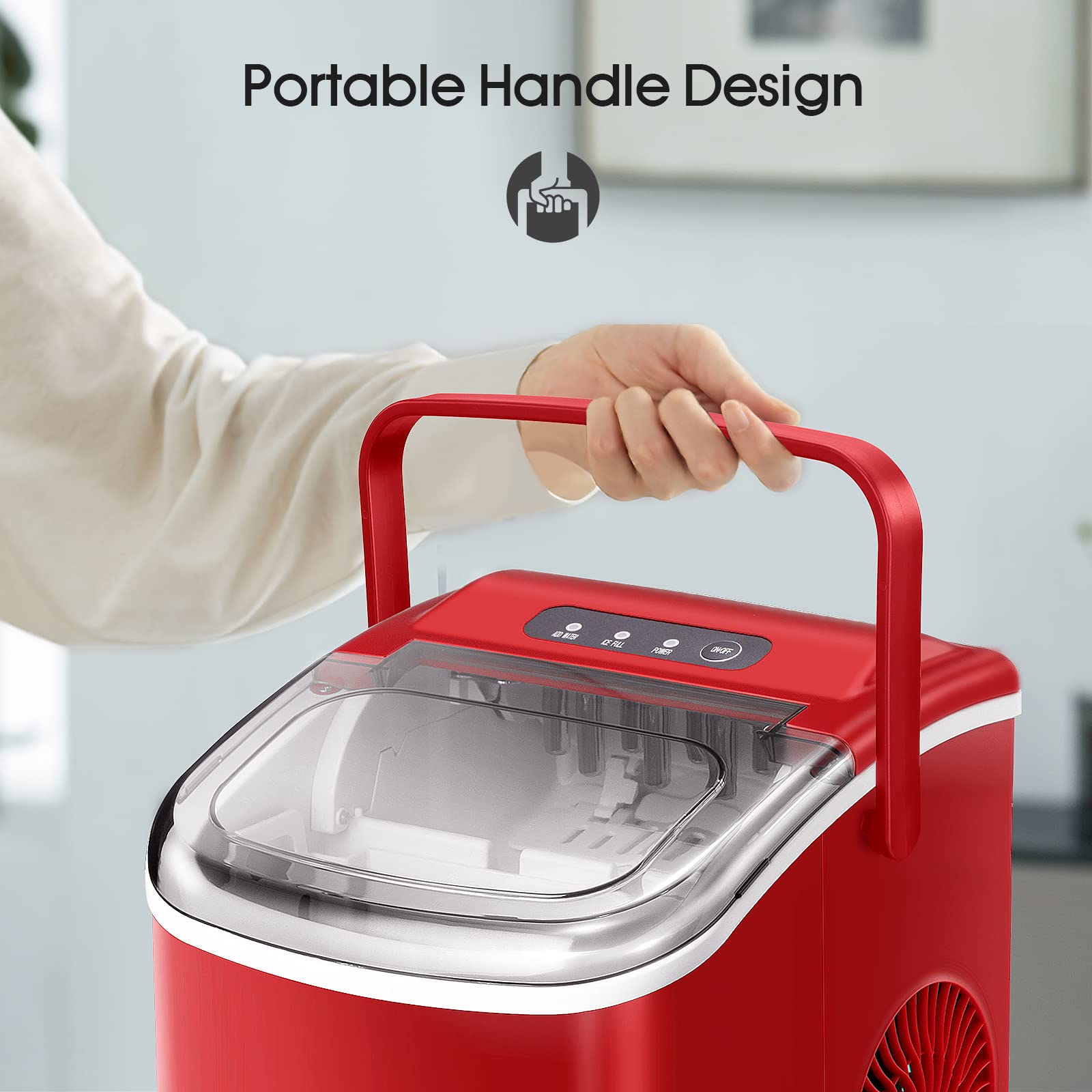 AGLUCKY Ice Makers Countertop,Portable Ice Maker Machine with Handle