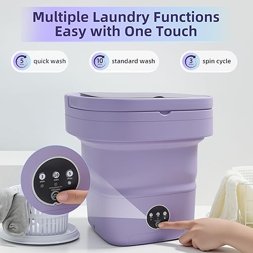 Miniatura 4 de Mini máquina de lavandería, lavadora portátil de 16 litros con cesta giratoria, lavadora portátil adecuada para ropa de bebé, ropa interior,