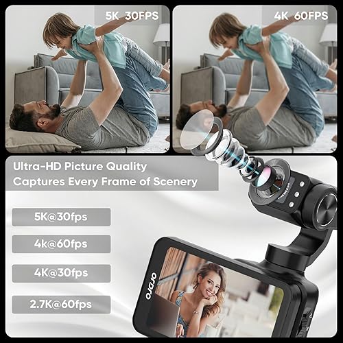 Miniatura 3 de ORDRO Cámara de mano M5 5K, videocámara de video de estabilización de 3 ejes, cámara portátil de visión nocturna IR WiFi Vlogging con gran angular