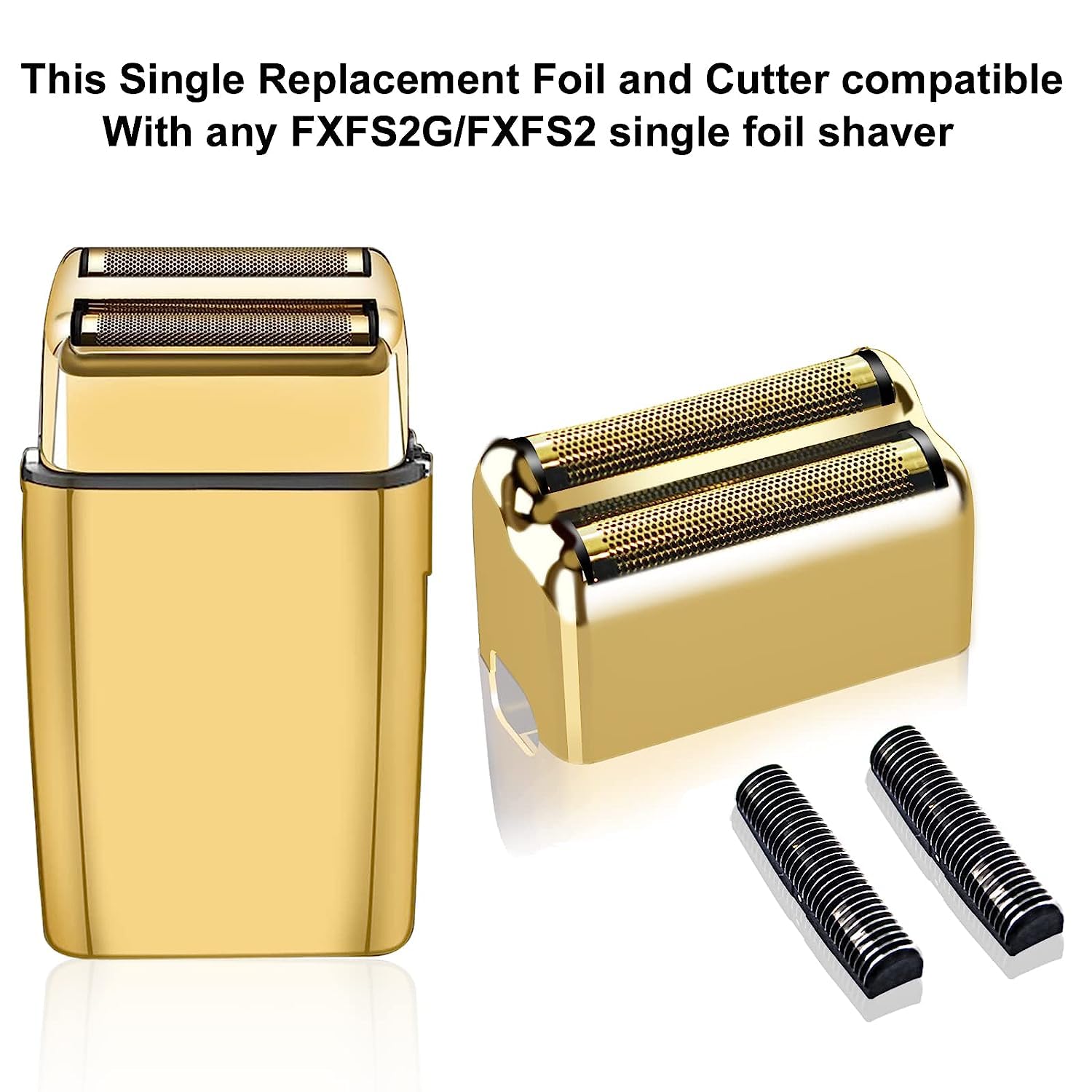 Lamina di ricambio per rasoio da 2 pezzi e lame compatibili con BaBylissPRO Double FXFS2 Sostituzione della lamina di metallo per rasoio (oro-2 pezzi)