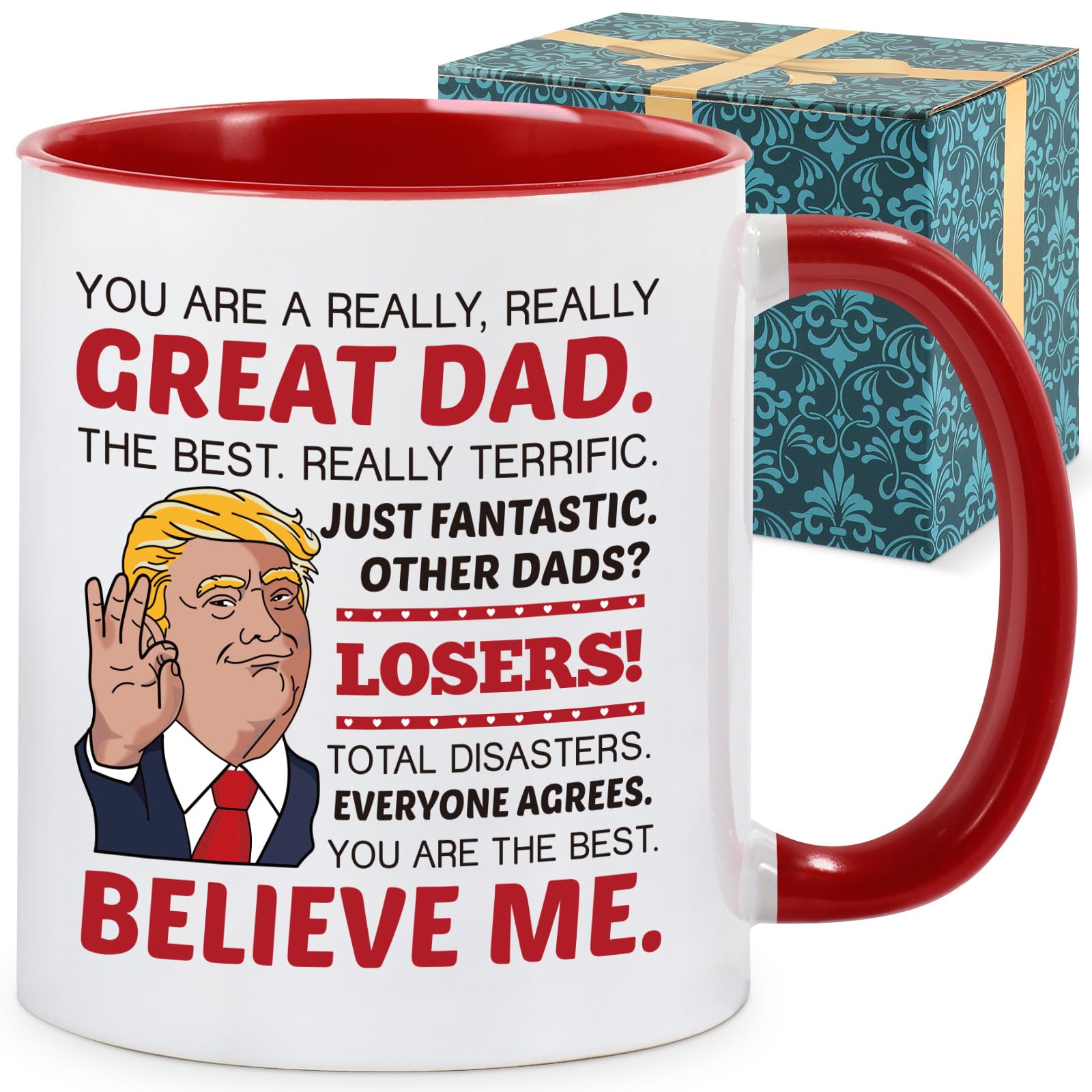 Funny Father's Day Gifts for Dad - 'You Are A Really Really Great Dad' Ceramic Coffee Mug - Humorous Birthday Christmas Cup for Daddy from Daughter