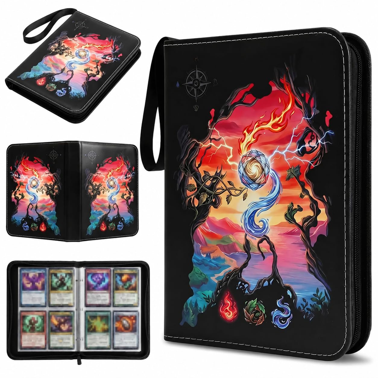KORVORIA 4 Pocket Card Binder, 440 Portable Trading Card Album, Card Collection Folder with Zip, Card Holder for Christmas, Birthdays, Children's Day
