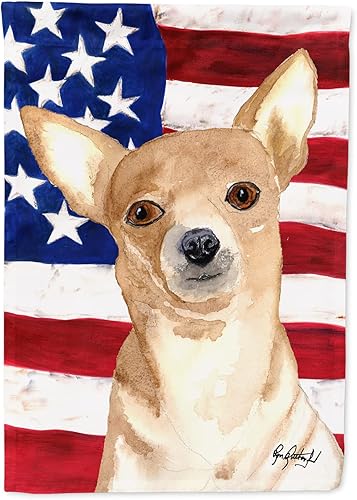 Miniatura 47 de Caroline's Treasures SS4017GF Bandera de Estados Unidos con Bulldog Inglés para jardín, bandera decorativa para patio exterior, patio, parterres,