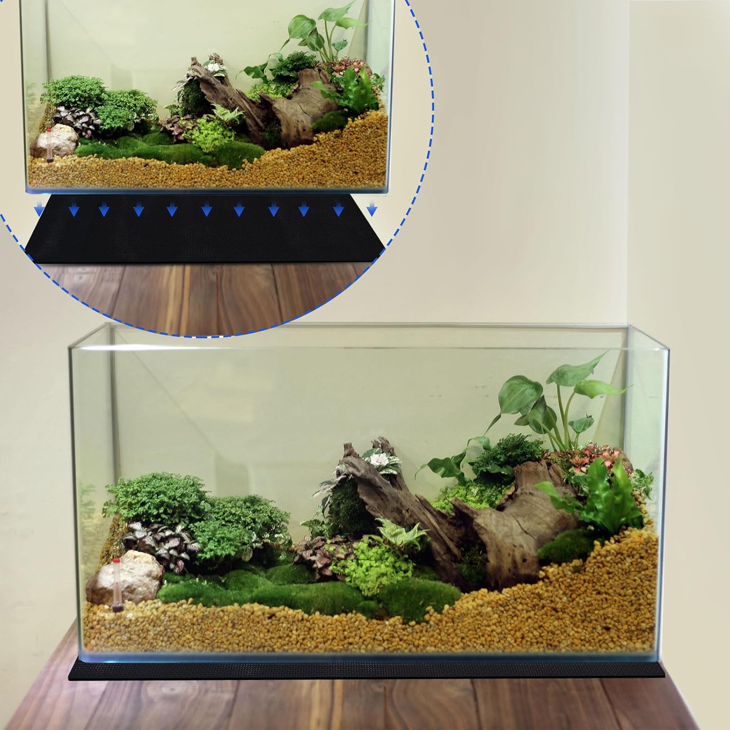 2 Pcs Aquarium Leveling Mat, 24x12 Fish Tank Pad Rubber Foam Base Cushion | 0.2 Inch Thick Waterproof Shock Absorbing Aquarium Mat with Non Slip Surface, Easy Cut Design for Stable Fish Tank Support