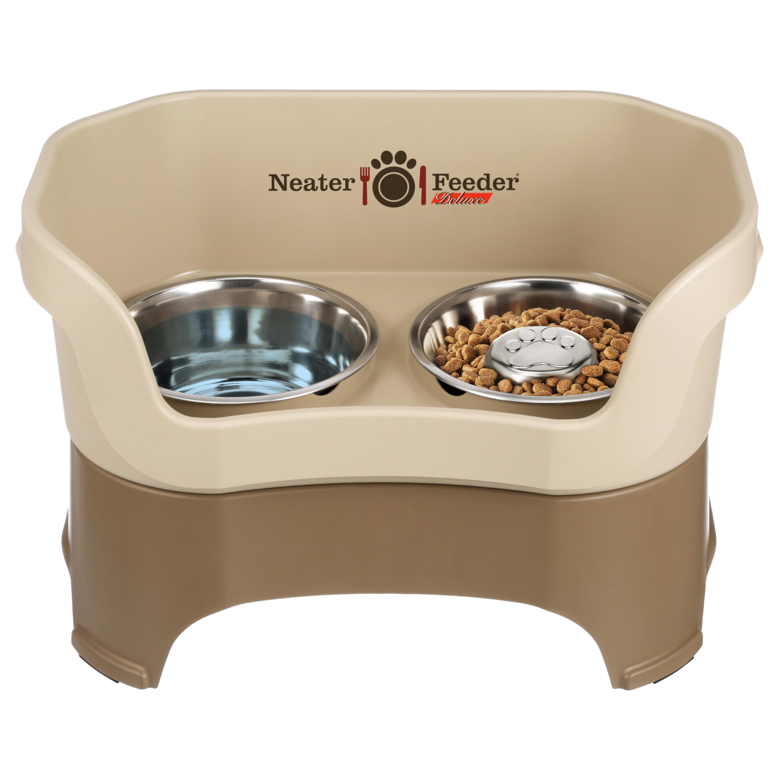 Neater Feeder Deluxe Mess Proof Dog Bowls Elevated for Large Breeds – Made in USA – No Spill Raised Slow Feeder Elevated Dog Bowl Stand, Stainless