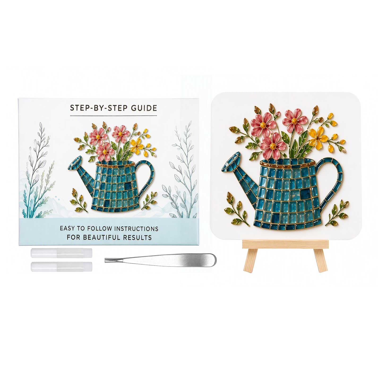 DIY Sea Glass Mosaic Kit Multi-Purpose for Home Decoration (Decor Flower)