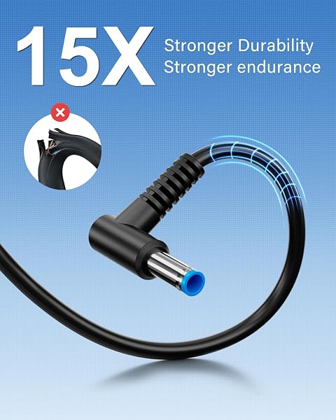 Charger Compatible with HP Laptop Computer 65W 45W Smart Blue Tip 4.5mm | Compatible with HP Pavilion x360 14/15/17, Envy 13/15, EliteBook ProBook Chromebook Stream Spectre |19.5V 3.33A 710412-001 - 4