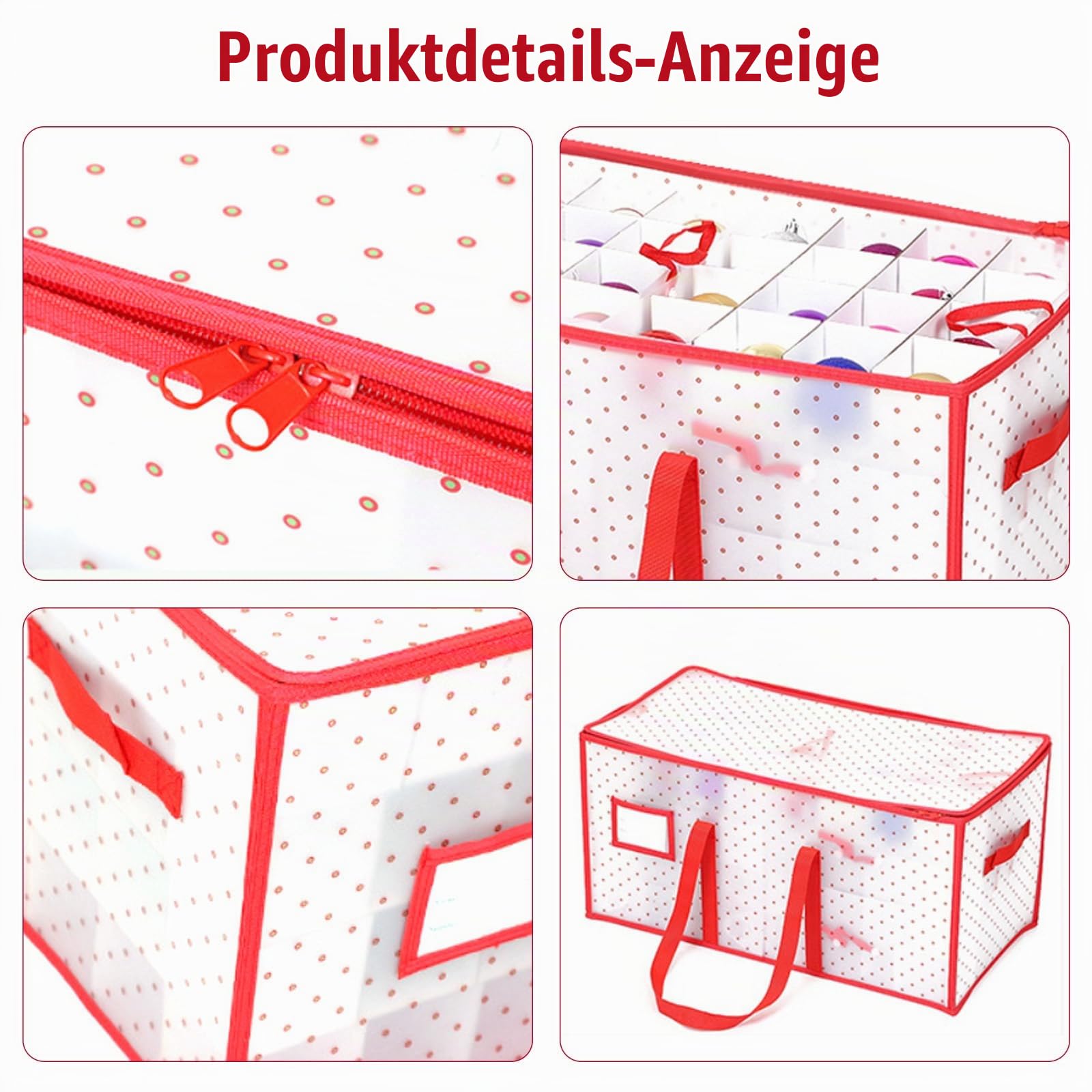 Weihnachtskugeln Aufbewahrung, XL Aufbewahrungsbox für Weihnachtskugeln mit Verstellbaren Trennwänden aus Papier 128 Fächer für Weihnachtsdekorationen oder Dekorationen, Weihnachtskugeln