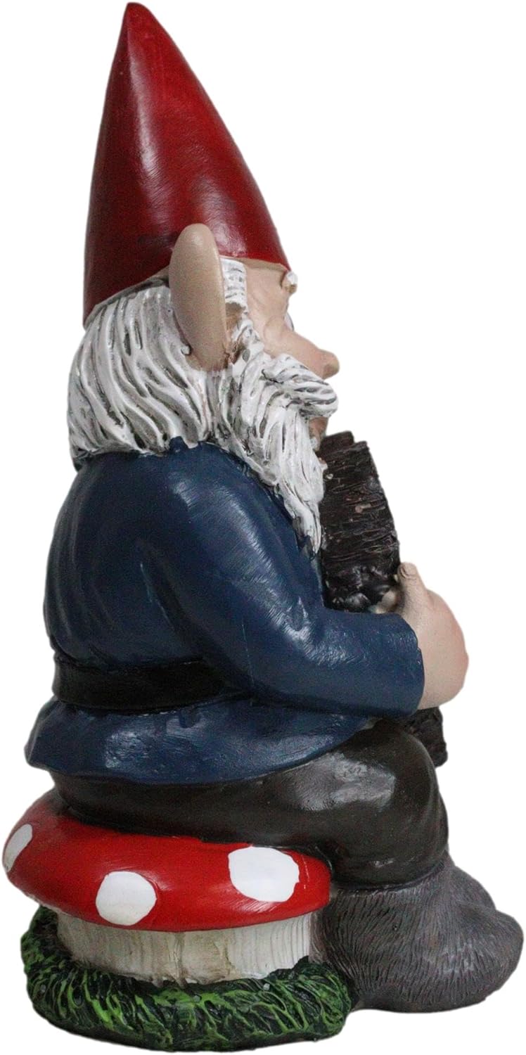 Ebros Whimsical Mr and Mrs Gnome Hobbit Couple Sitting On Toadstool Mushrooms Statue 6.25" Tall 'Forever Love Struck' Gnomes Home Decor Sculpture Figurine