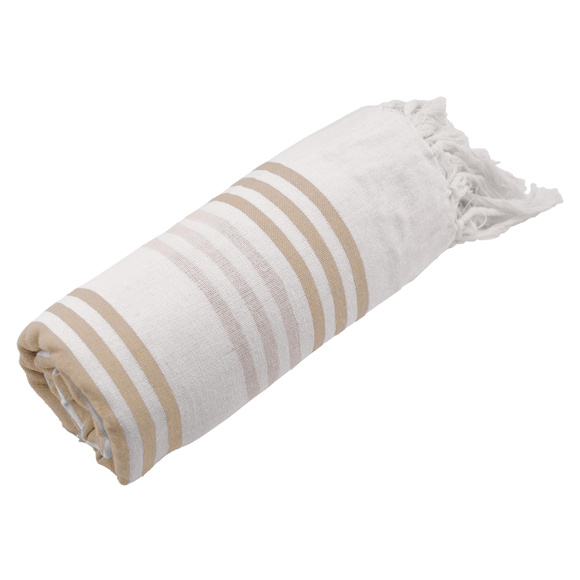 SoNiT home decor - Toalla de playa - Toalla de playa de algodón - Toalla de playa muy ligera - Toalla fouta - 100% algodón - Versátil y ultraligera - Beige - 90 x 180 cm