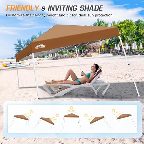 Vista 72 de EAGLE PEAK Tienda de campaña desplegable de pierna inclinada de 8 x 8 pulgadas, fácil instalación para una persona, toldo de playa al aire libre