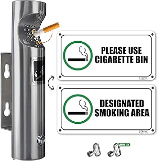 STRIIVE Wall Mounted Cigarette Butt Receptacle Outdoor Kit, Stainless