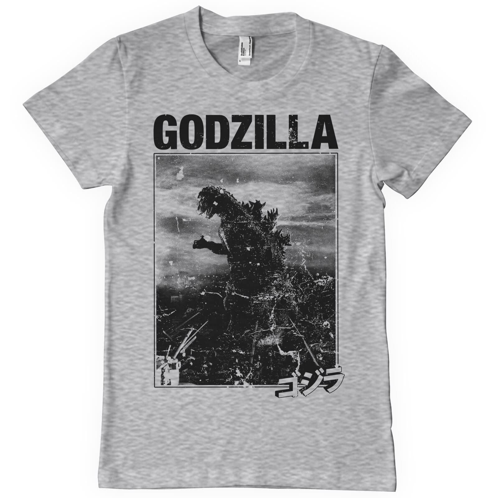 Godzilla Officially Licensed Vintage Mens T-Shirt (Heather Grey), X-Large
