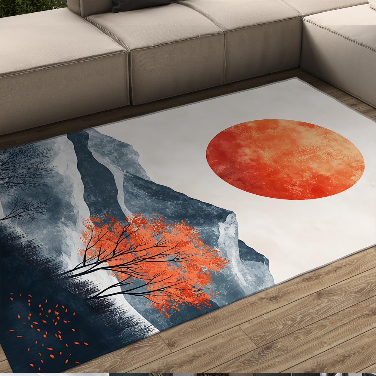 Tapis de salon 90x150 anti-tache et lavable à poils faibles pour maison et bureau