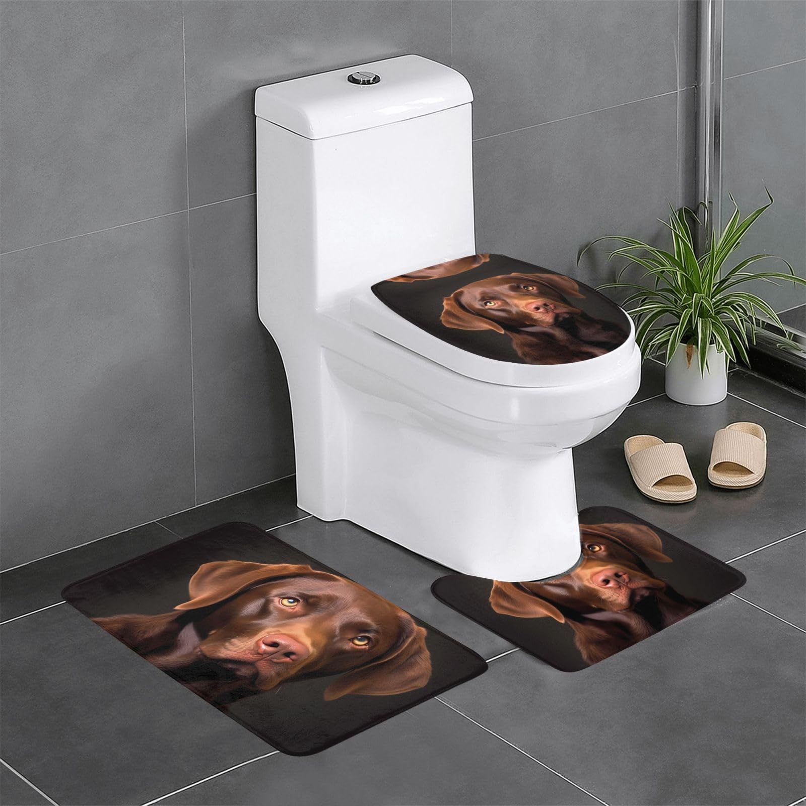 Tapis de salle de bain antidérapants lot de 3 sécurité labrador