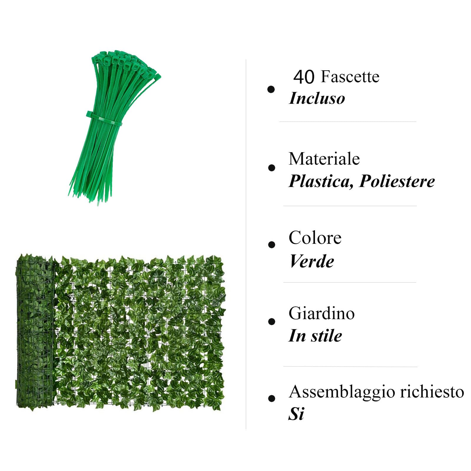 LEVESTE Fausse haie pour clôture, 300 x 100 cm, clôture de Jardin extérieur, Brise-Vue Balcon, Couverture de Garde-Corps de Balcon, Maille avec Fausses Feuilles d'extérieur, 40 Colliers Verts offerts
