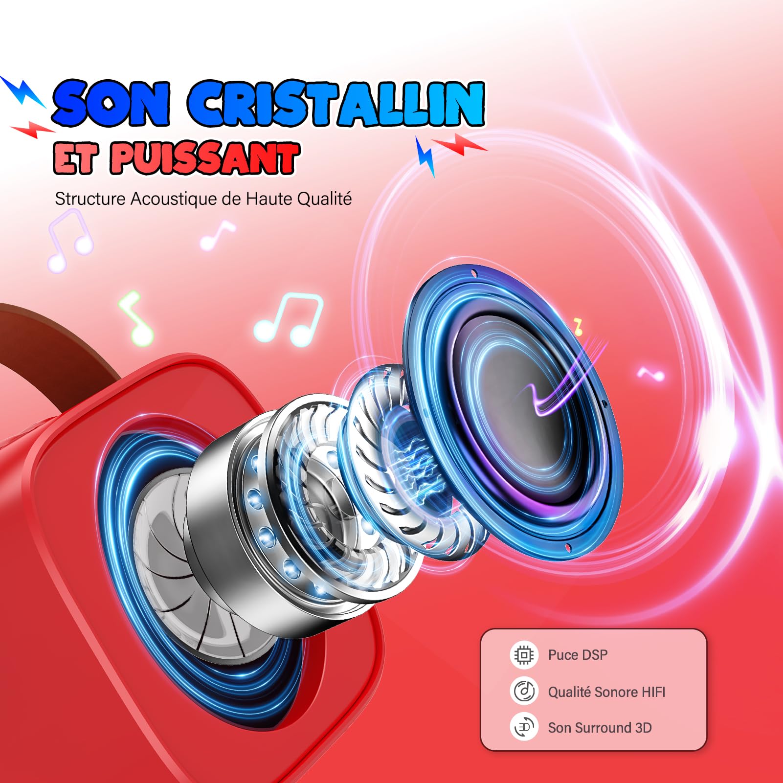 Braxel Cadeau Garcon 3-12 Ans, Micro Karaoke Enfant avec 2 Micro sans Fil Bluetooth Jouet Garcon 3-12 Ans Micro Enceinte Karaoké Cadeau de Noel Enfants Microphone Enfant pour Chanter