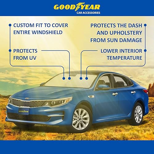 Miniatura 6 de Goodyear GY008233 - Parasol plegable para parabrisas de automóvil, ajuste personalizado, protección UV, protector solar del vehículo, parasol para