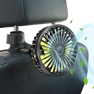 Auto USB Ventilator Rücksitz: 360° KFZ Kühlventilator 3-Gang mini Lüfter Leistungsstarker Leise 12V AKKU Air Fan für Auto/Zuhause/Büro mit farbigem LED-Licht für 12 volt LKW Wohnmobil Boot Wohnwagen