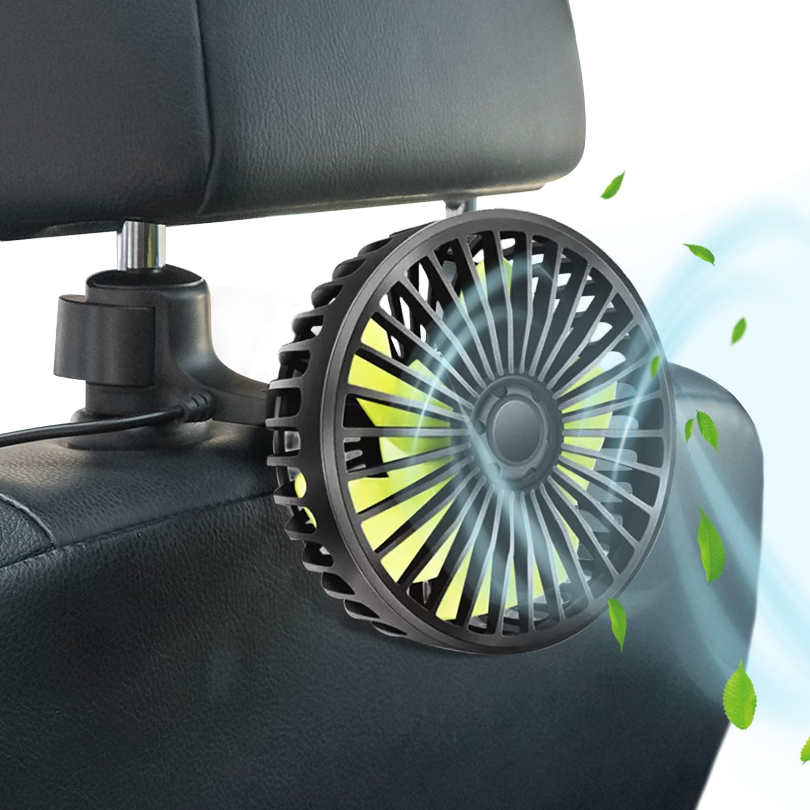Auto Rücksitz Ventilator Mit 3000mAh Akku - 3 Geschwindigkeiten, USB-C, Für SUV & PKW