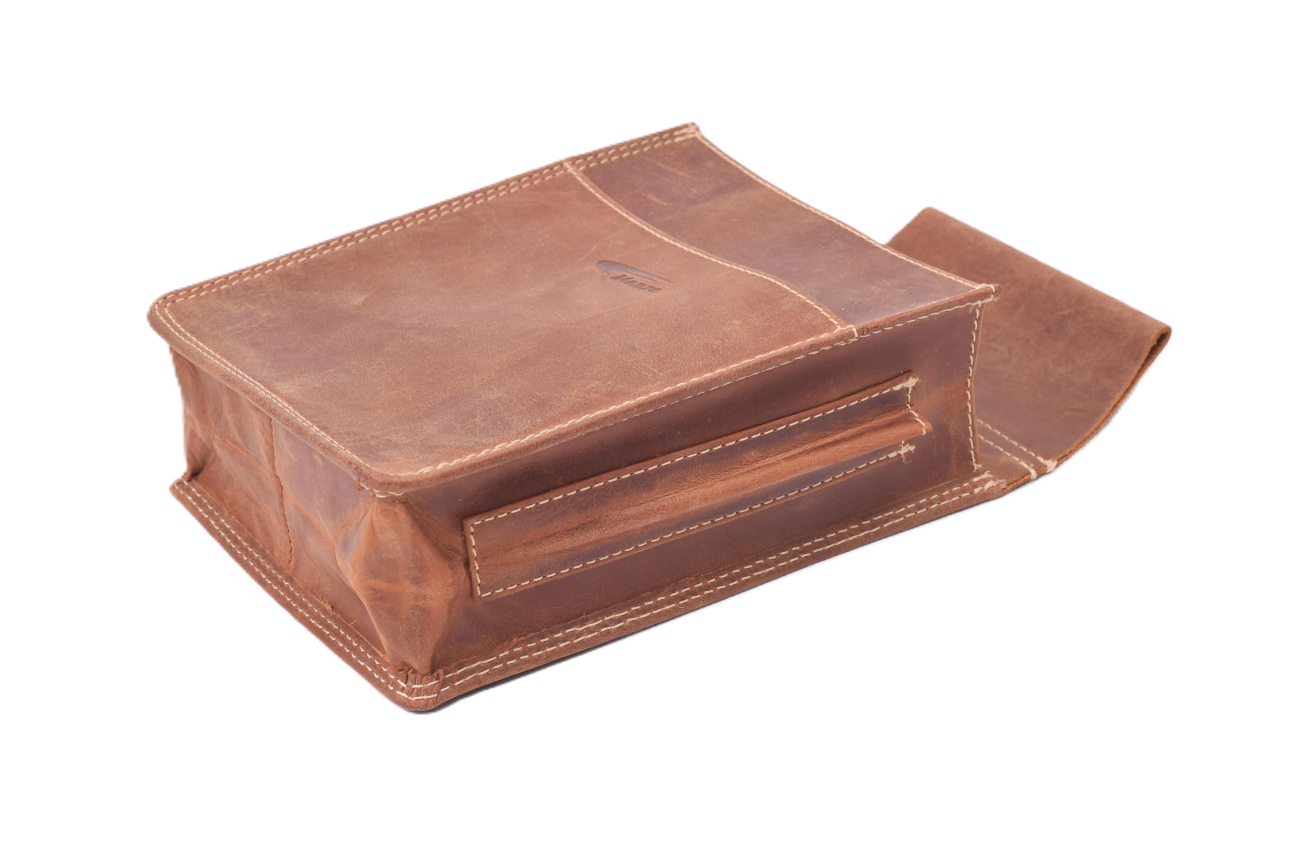 Menzo Kellnerholster aus echtem Büffelleder – Handgefertigtes Halfter für Kellnerbörsen – Holster mit Zusatzfach – Gastronomie-Zubehör für Damen & Herren (deltabraun)